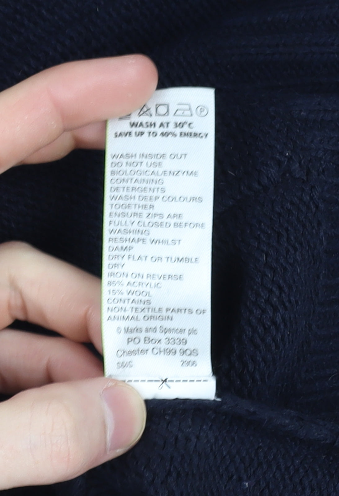 Marks and Spencer Men’s Navy Blue 2XL Full Zip Knit Jumper