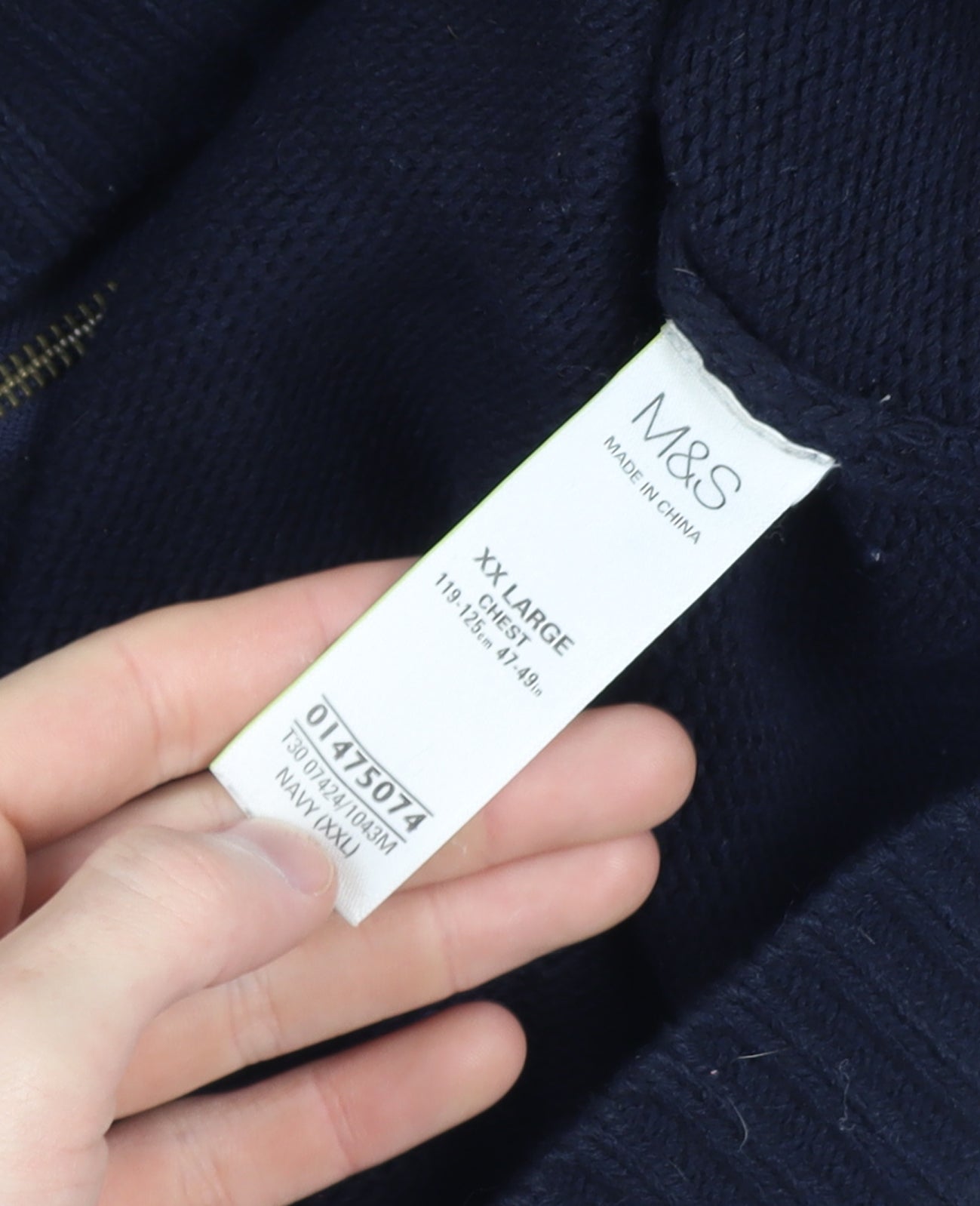 Marks and Spencer Men’s Navy Blue 2XL Full Zip Knit Jumper