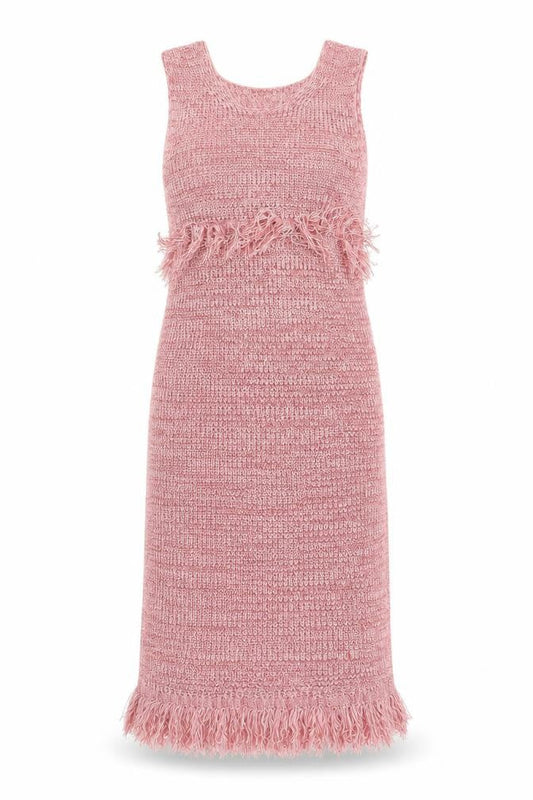 PRETTYLITTLETHING Women Pink Size 12 Knit Tassel Bodycon Midi Dress