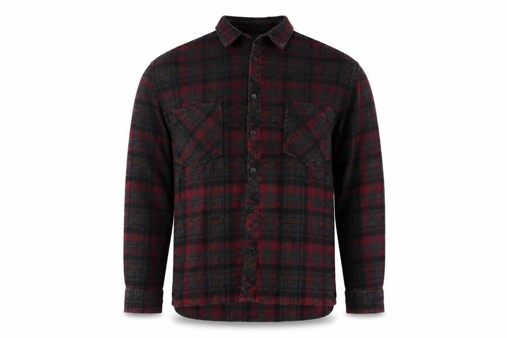 Menace Men's Red Black Check Flannel Button-Up Shirt M