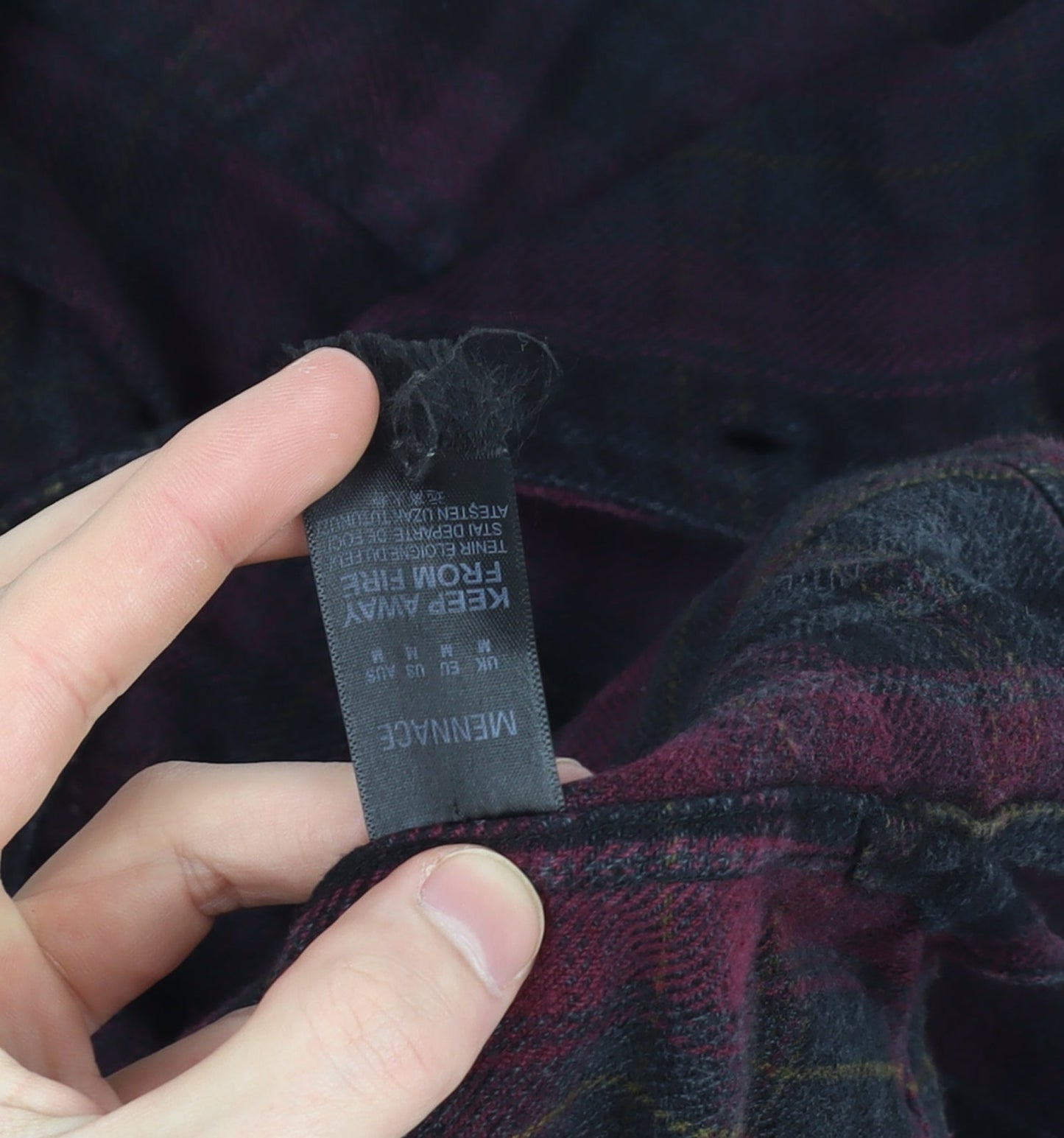 Menace Men's Red Black Check Flannel Button-Up Shirt M