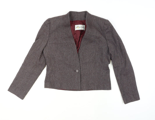 Le Soleil Women Brown Tweed Single-Breasted Blazer Size 12 Wool Blend