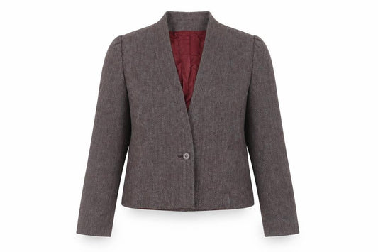 Le Soleil Women Brown Tweed Single-Breasted Blazer Size 12 Wool Blend