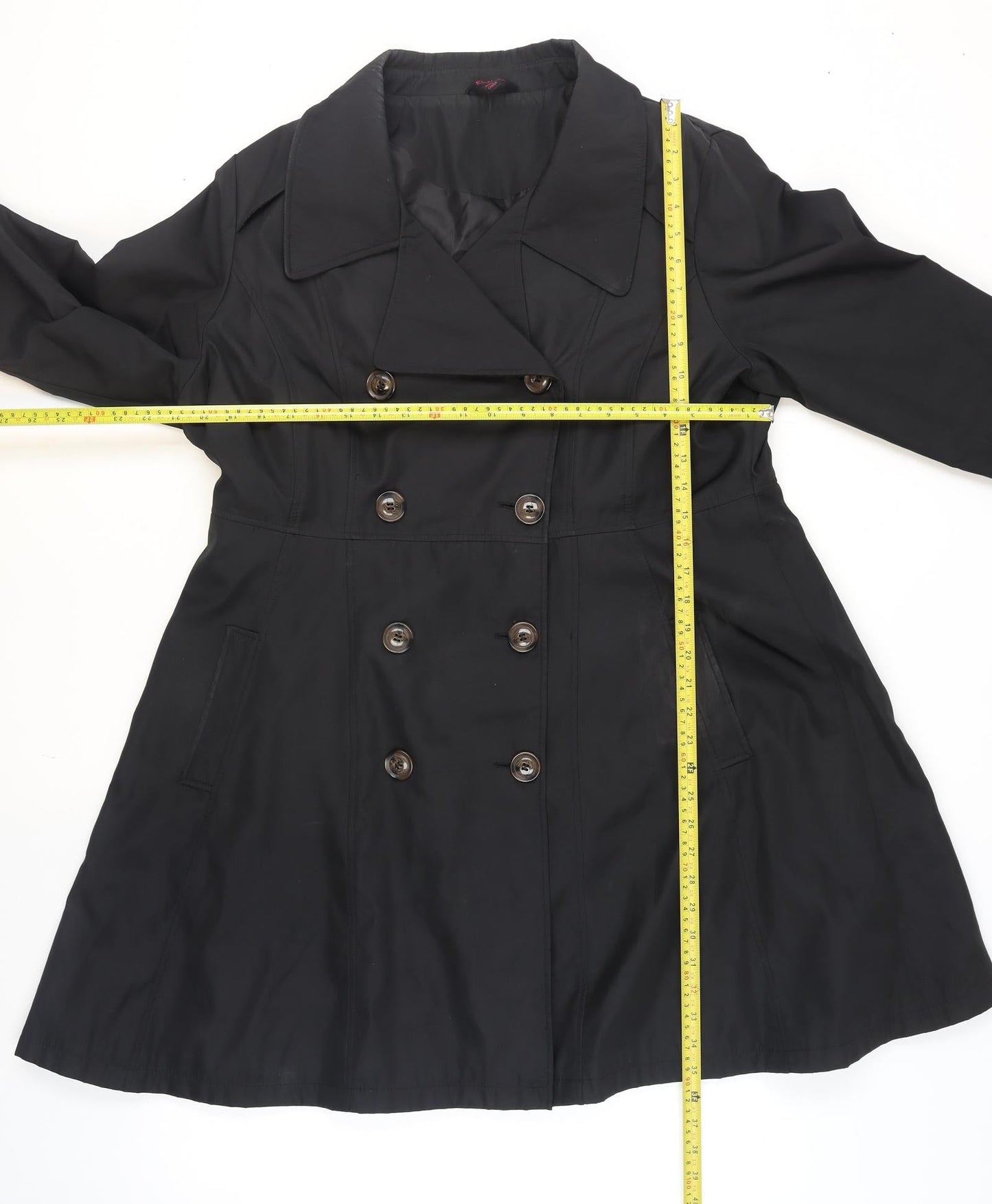 Simply Be Women's Black Mid-Length Pea Coat Size 18