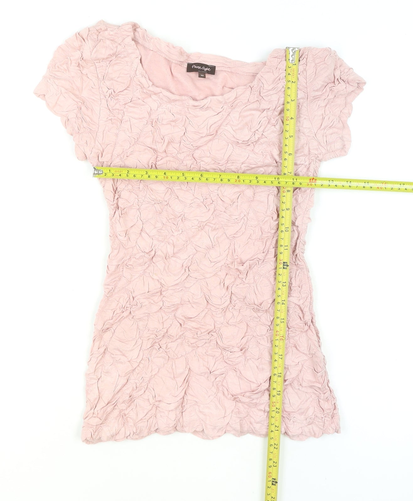 Phase Eight Womens Pink Crinkle T-Shirt Size 10 Short Sleeve Top