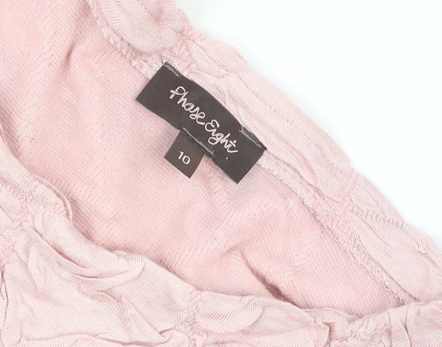 Phase Eight Womens Pink Crinkle T-Shirt Size 10 Short Sleeve Top