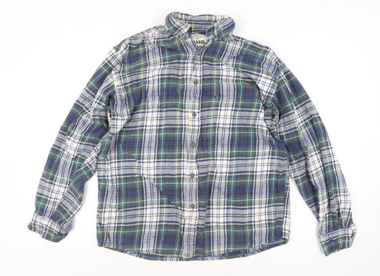 American Eagle Men’s Blue Plaid Flannel Button-Up Shirt L