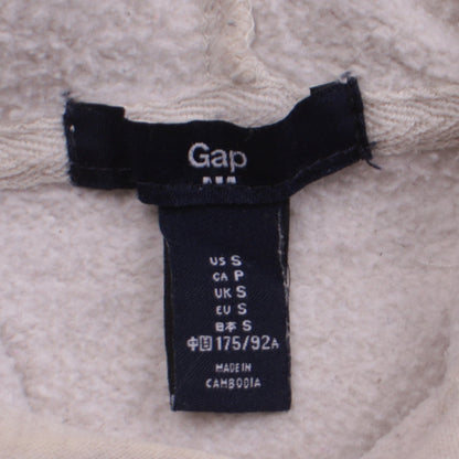 Close-up detail of Gap Women Beige Small Pullover Hoodie with Logo and Pockets