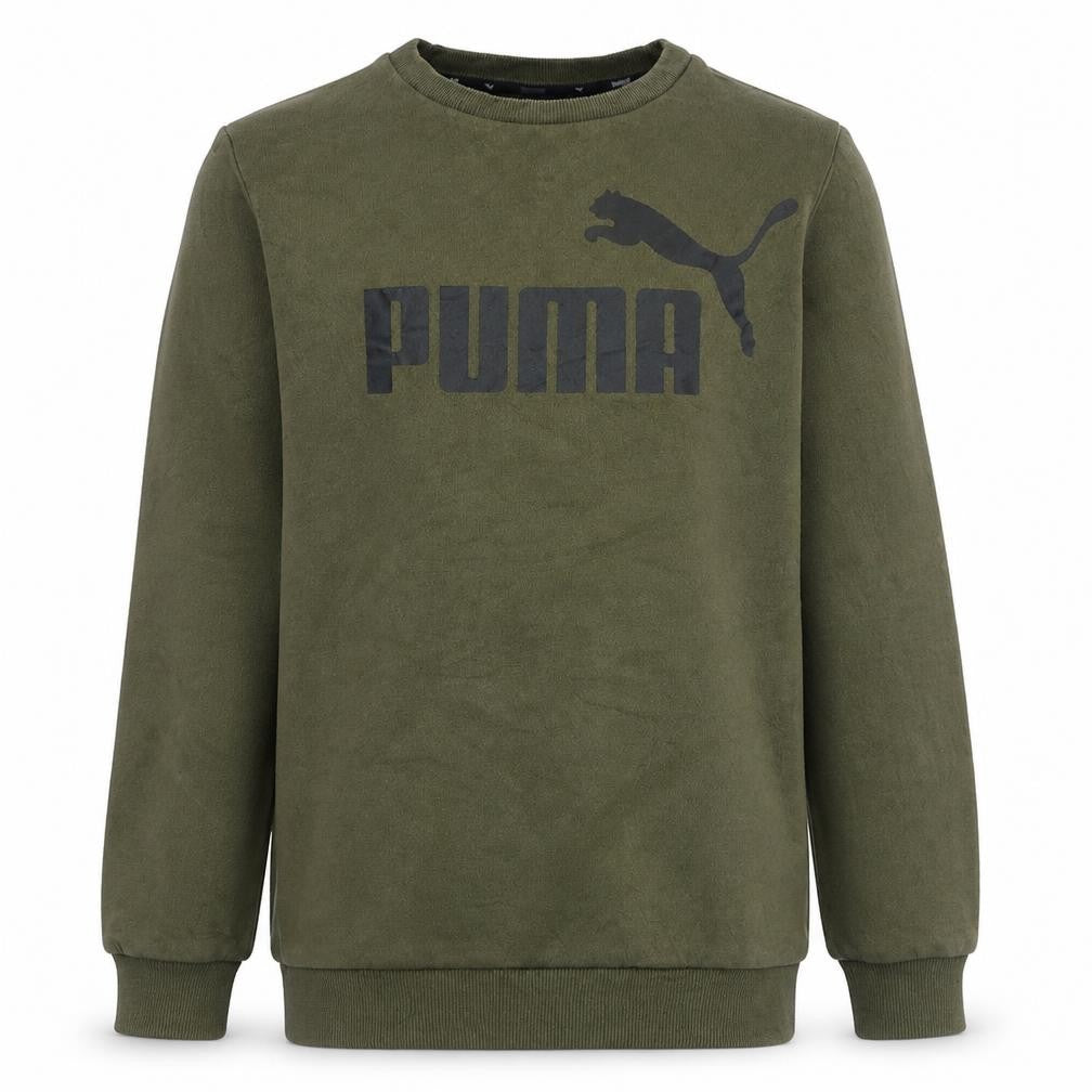 Puma Boys Khaki Green Crew Neck Sweatshirt XL 14-15 Years Logo Graphic