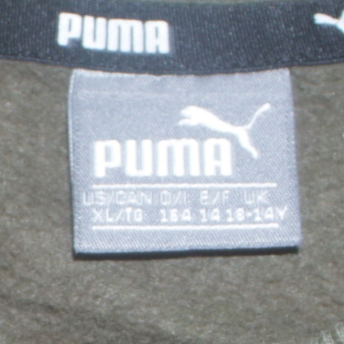 Puma Boys Khaki Green Crew Neck Sweatshirt XL 14-15 Years Logo Graphic