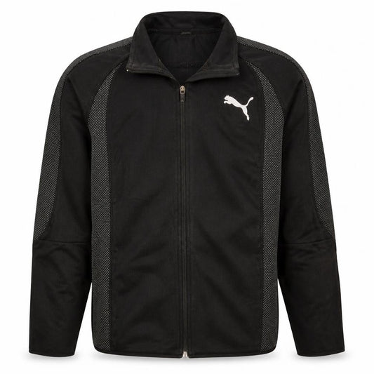 Front view of Puma Men's Black Small Track Jacket Full Zip Activewear