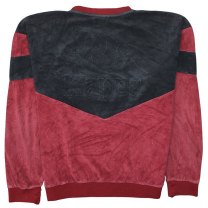 Brand and care label for Kappa Women’s Black & Maroon Pullover Sweatshirt Medium