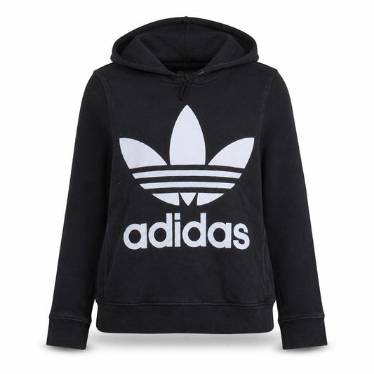 Adidas Women's Black Logo Pullover Hoodie Size 8 Regular Fit