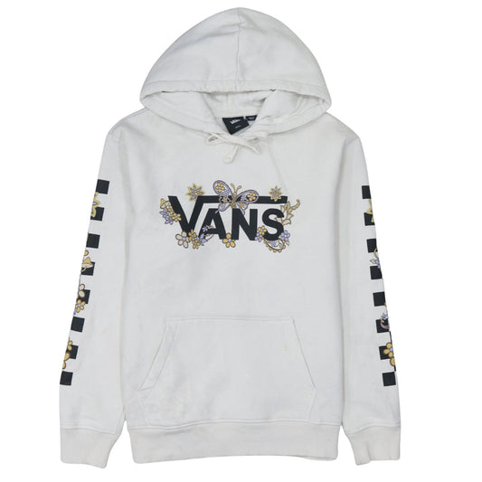 Vans Women's White Small Pullover Hoodie with Floral Butterfly Graphic