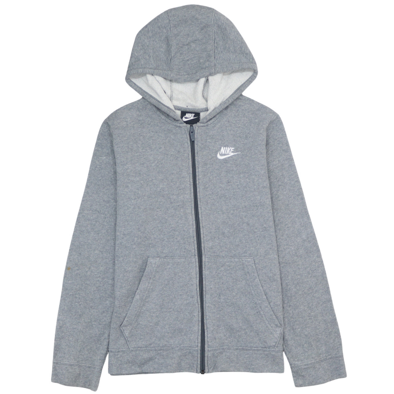 Nike Boys Grey Full Zip Fleece Hoodie Size 158cm Classic Sportswear