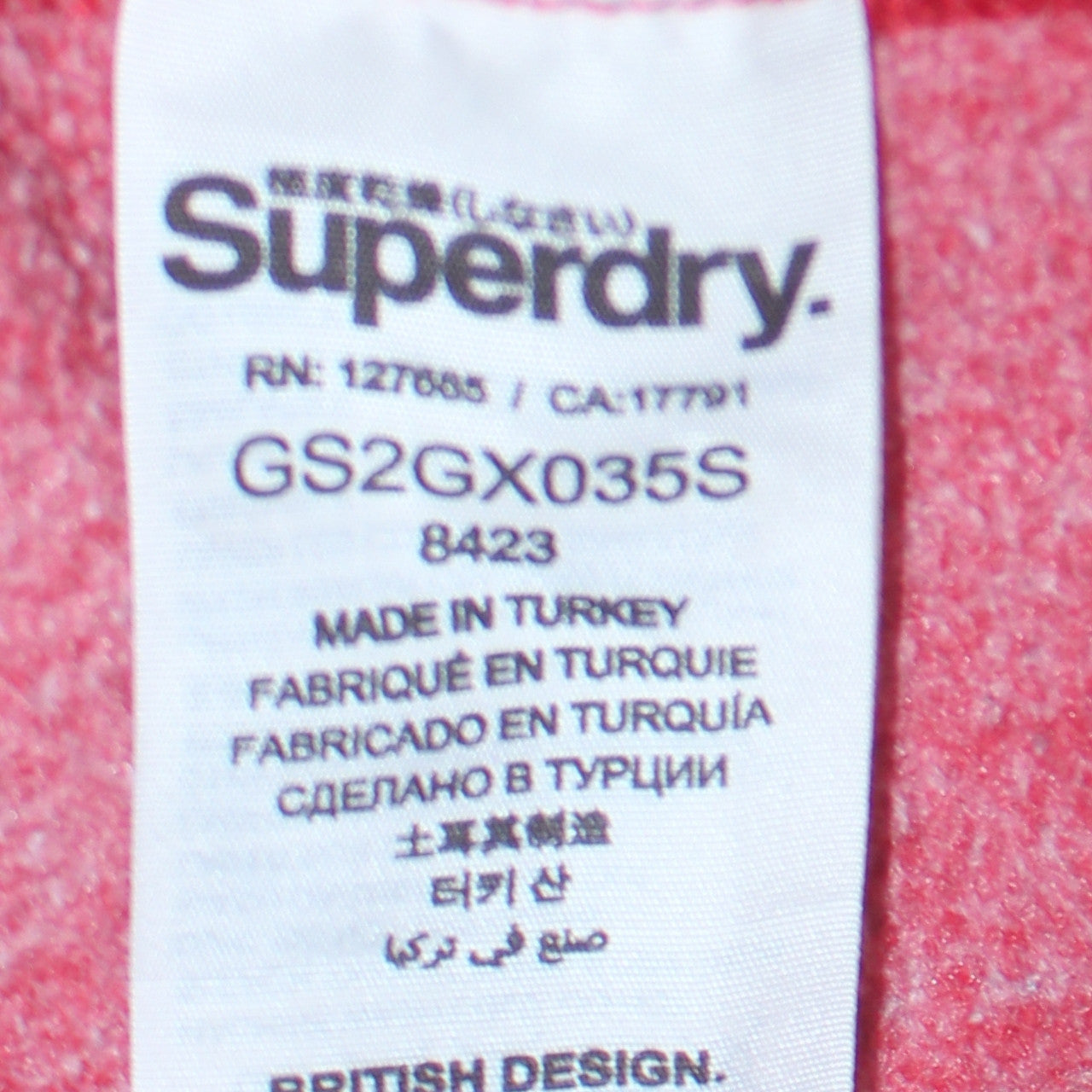 Superdry Men's Red Pullover Hoodie Size M Logo Fleece Sweatshirt