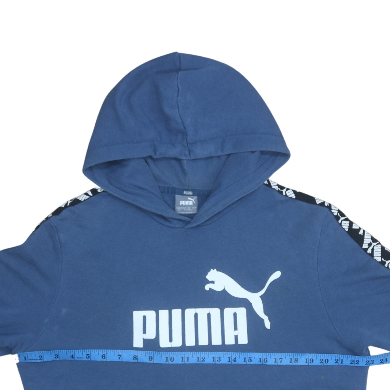 Puma Men Blue Pullover Hoodie L Graphic Logo Sportswear