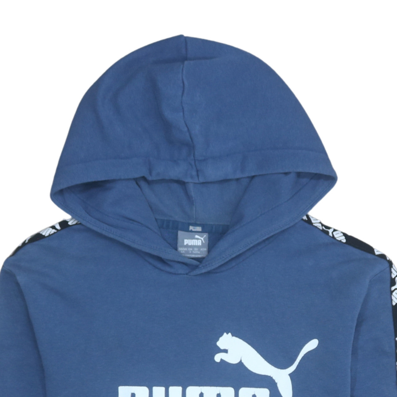 Puma Men Blue Pullover Hoodie L Graphic Logo Sportswear