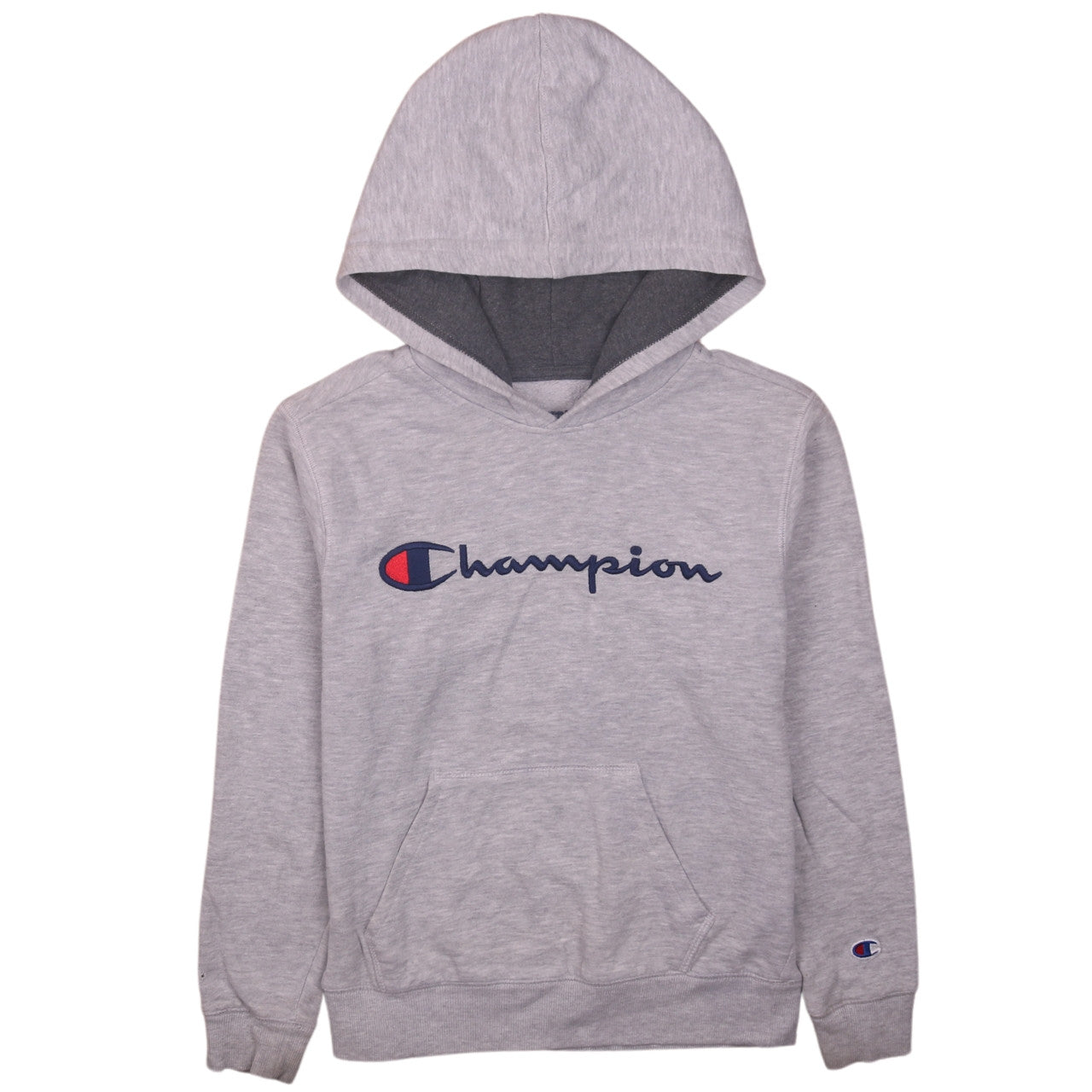 Champion Womens Grey Pullover Hoodie M Hooded Logo Sweatshirt