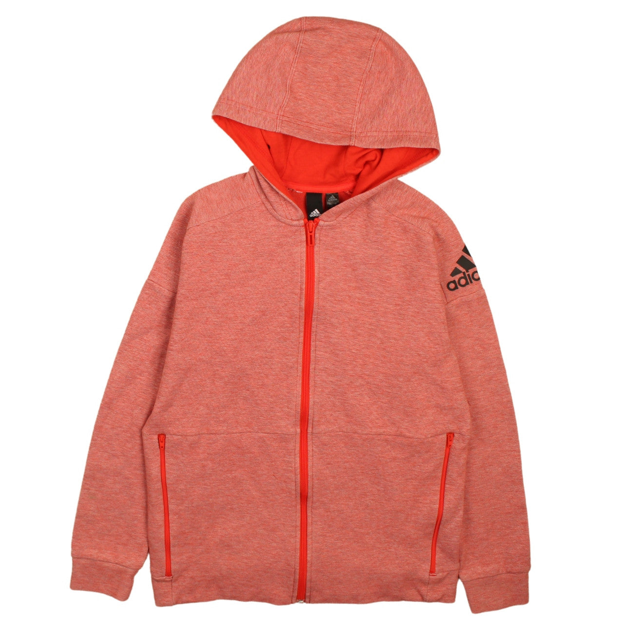 adidas Boys Red Full Zip Hoodie 13-14 Years Sports Logo Lightweight Top