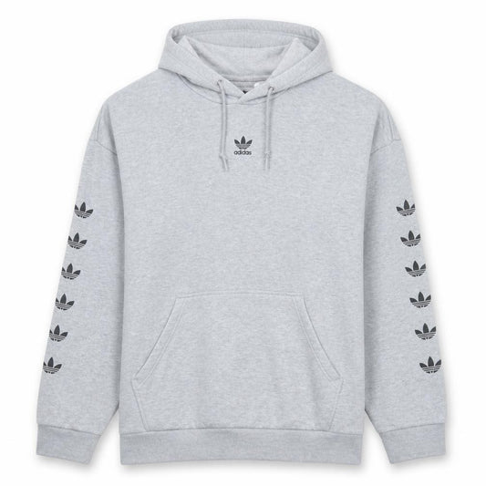 Adidas Women’s Grey Hooded Pullover Hoodie Size 12 with Logo Print