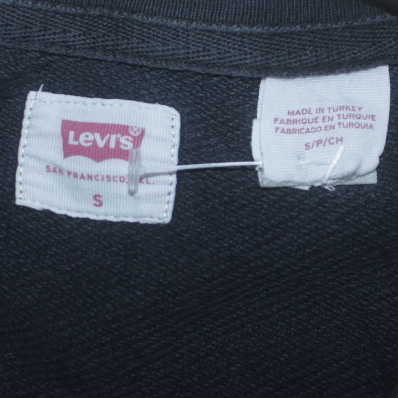Levi's Men's Black Crew Neck Pullover Sweatshirt Size S Classic Logo