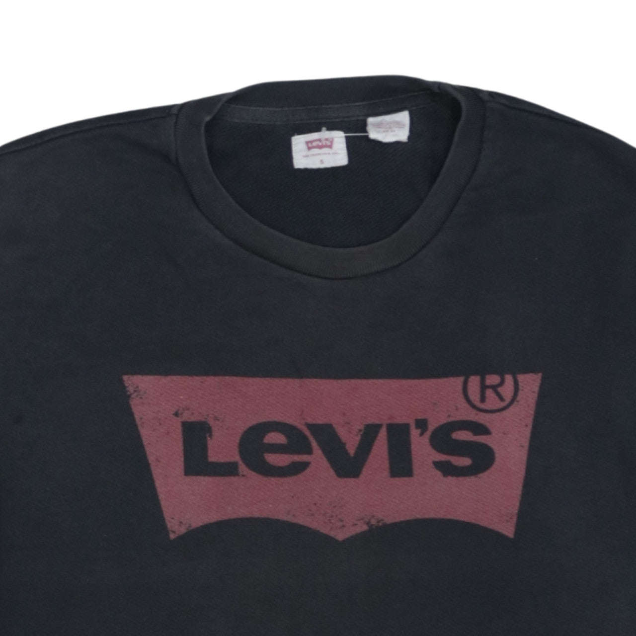 Levi's Men's Black Crew Neck Pullover Sweatshirt Size S Classic Logo