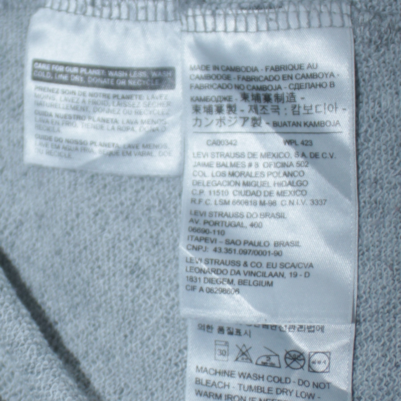 Levi's Men's Grey Logo Pullover Hoodie L