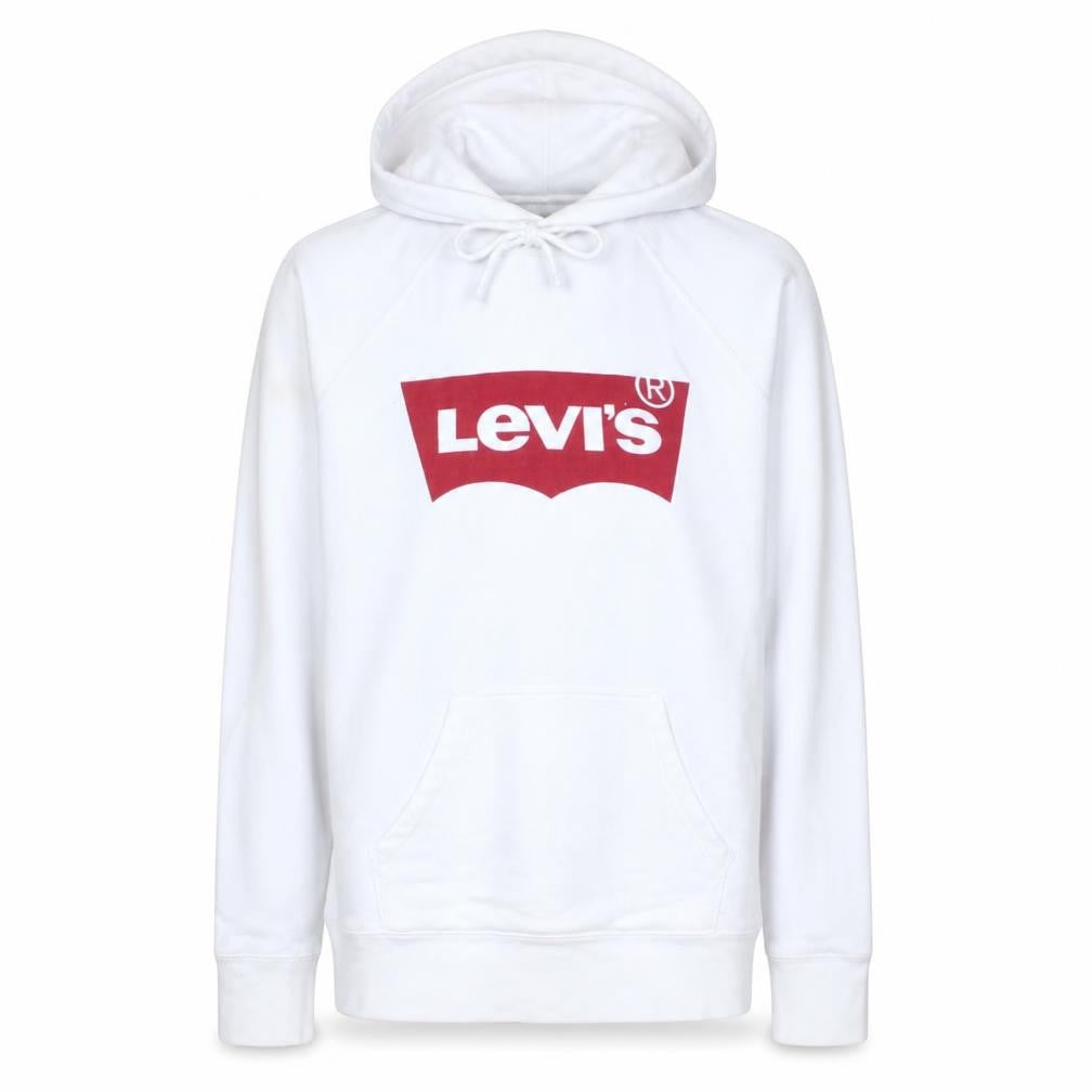 Levi's Men's White Pullover Hoodie XS Logo Fleece Sweatshirt