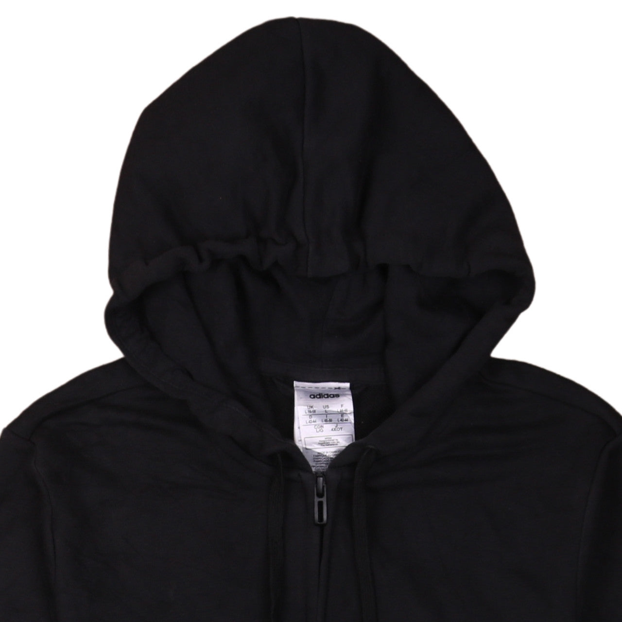 Adidas Women Black Full Zip Hoodie L 16-18 Hooded Sweatshirt