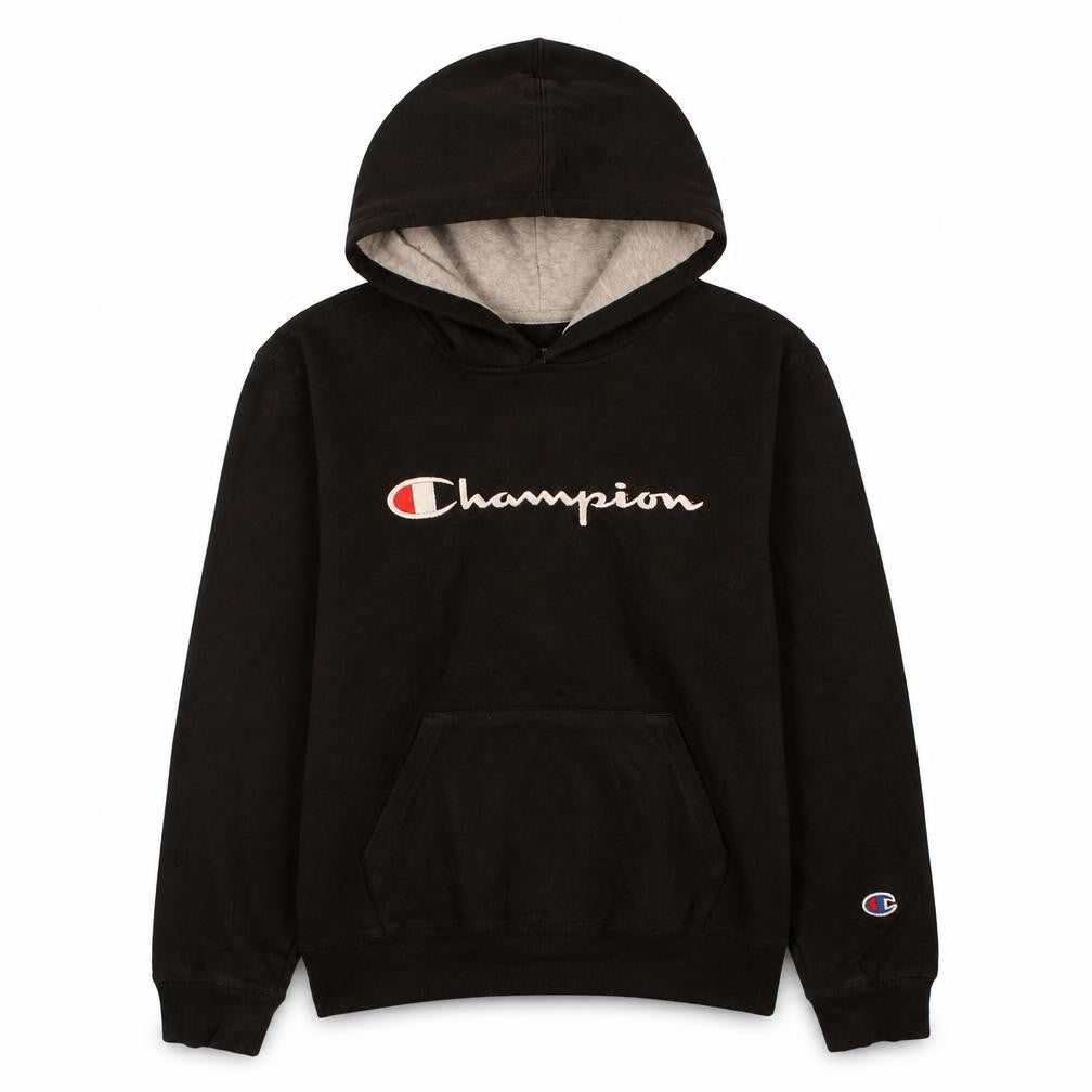 Champion Boys Black XL Pullover Hoodie Fleece Sweatshirt with Logo
