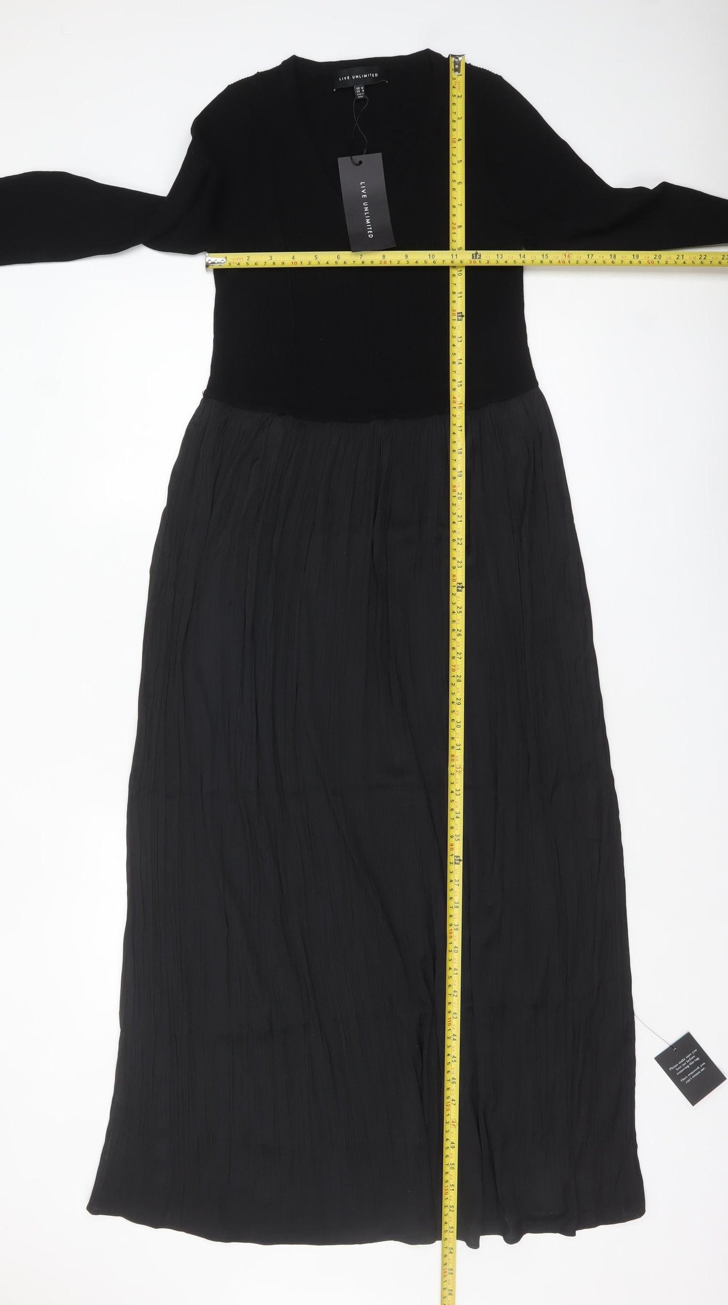 Live Unlimited Women’s Black Long Fit & Flare Dress UK 12