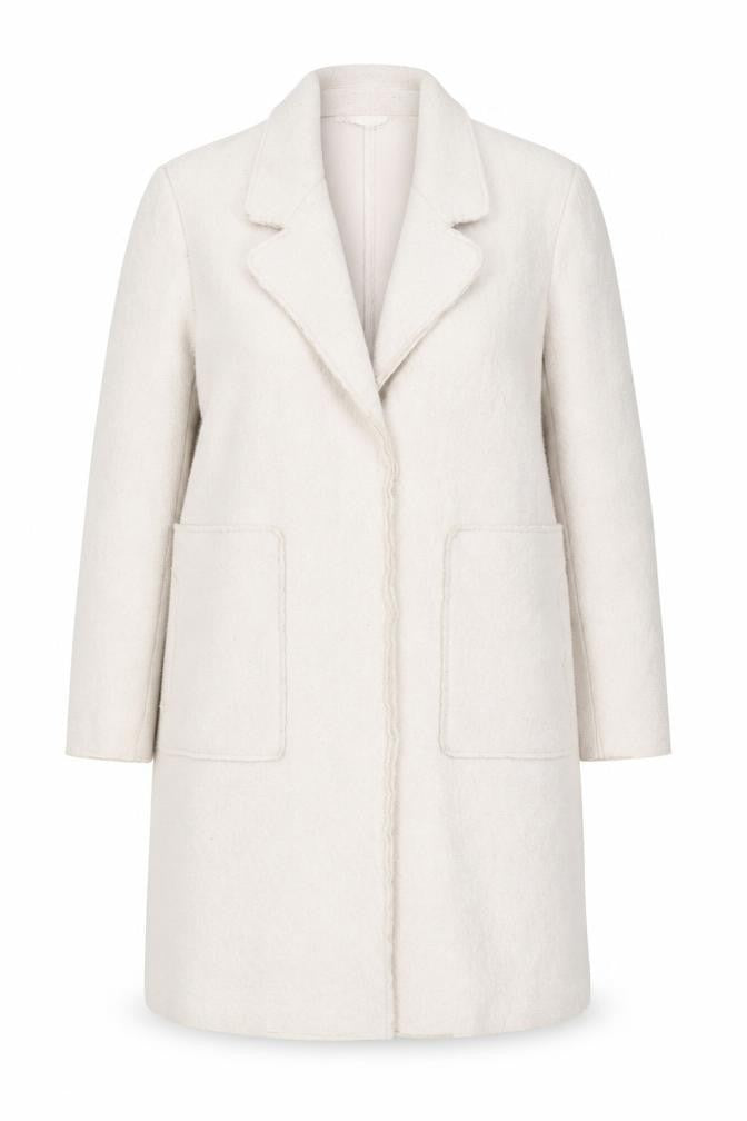 Zara Women Ivory Wool Blend Mid-Length Overcoat Size 12