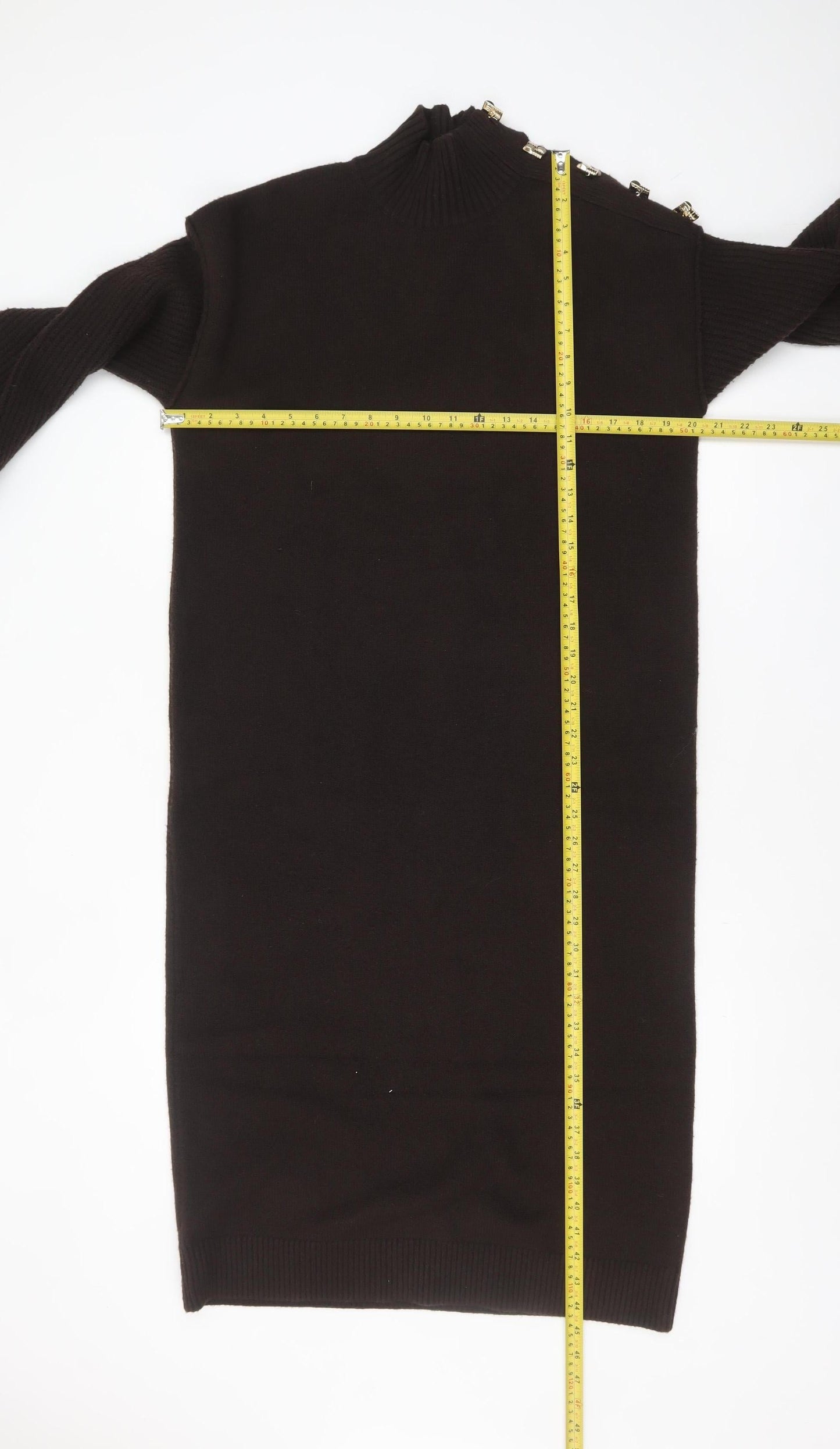 Next Women’s Black Jumper Dress Size S Wool Blend High Neck Button Detail