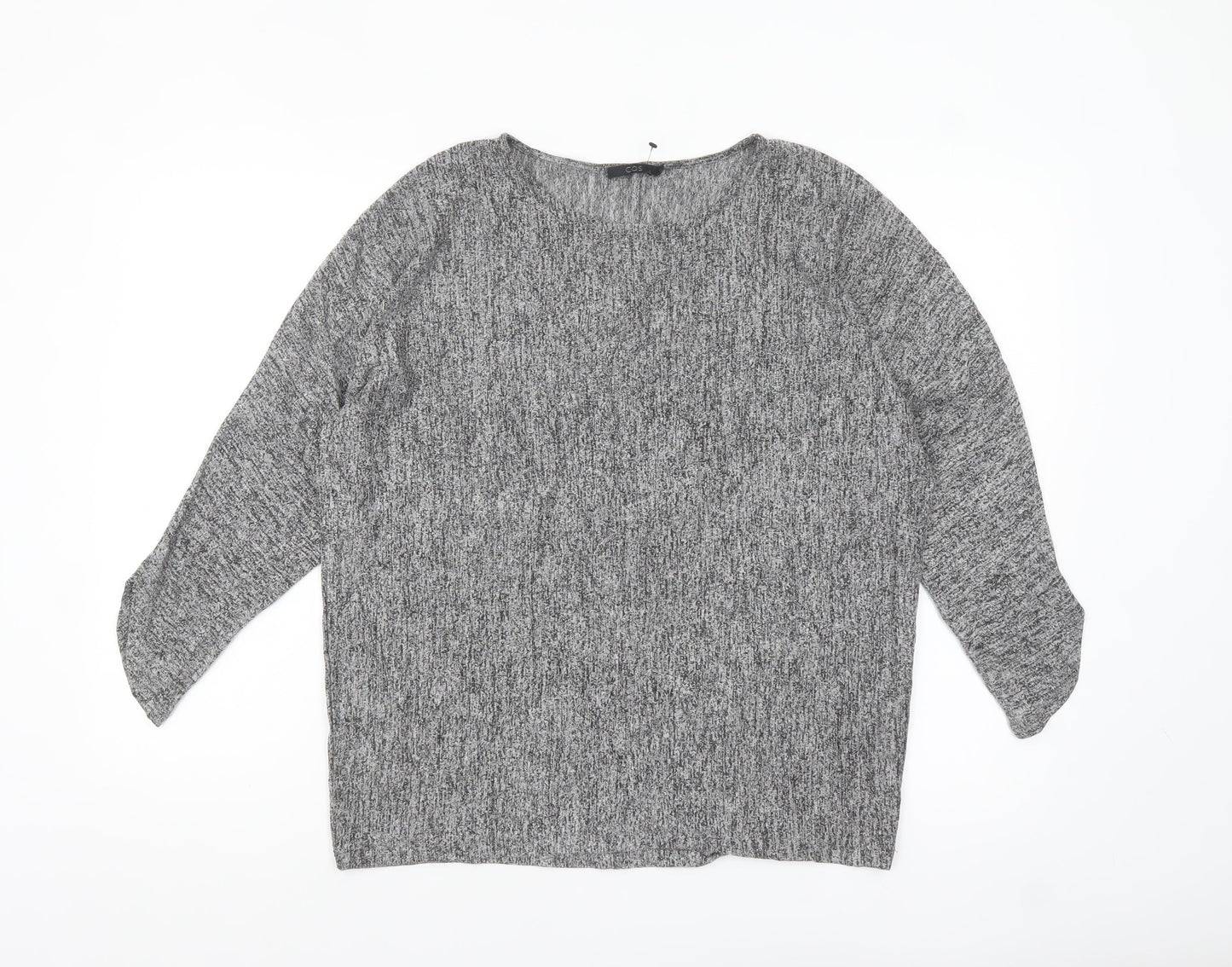 COS Women's Grey Knit Long Sleeve Relaxed Fit Blouse Size S