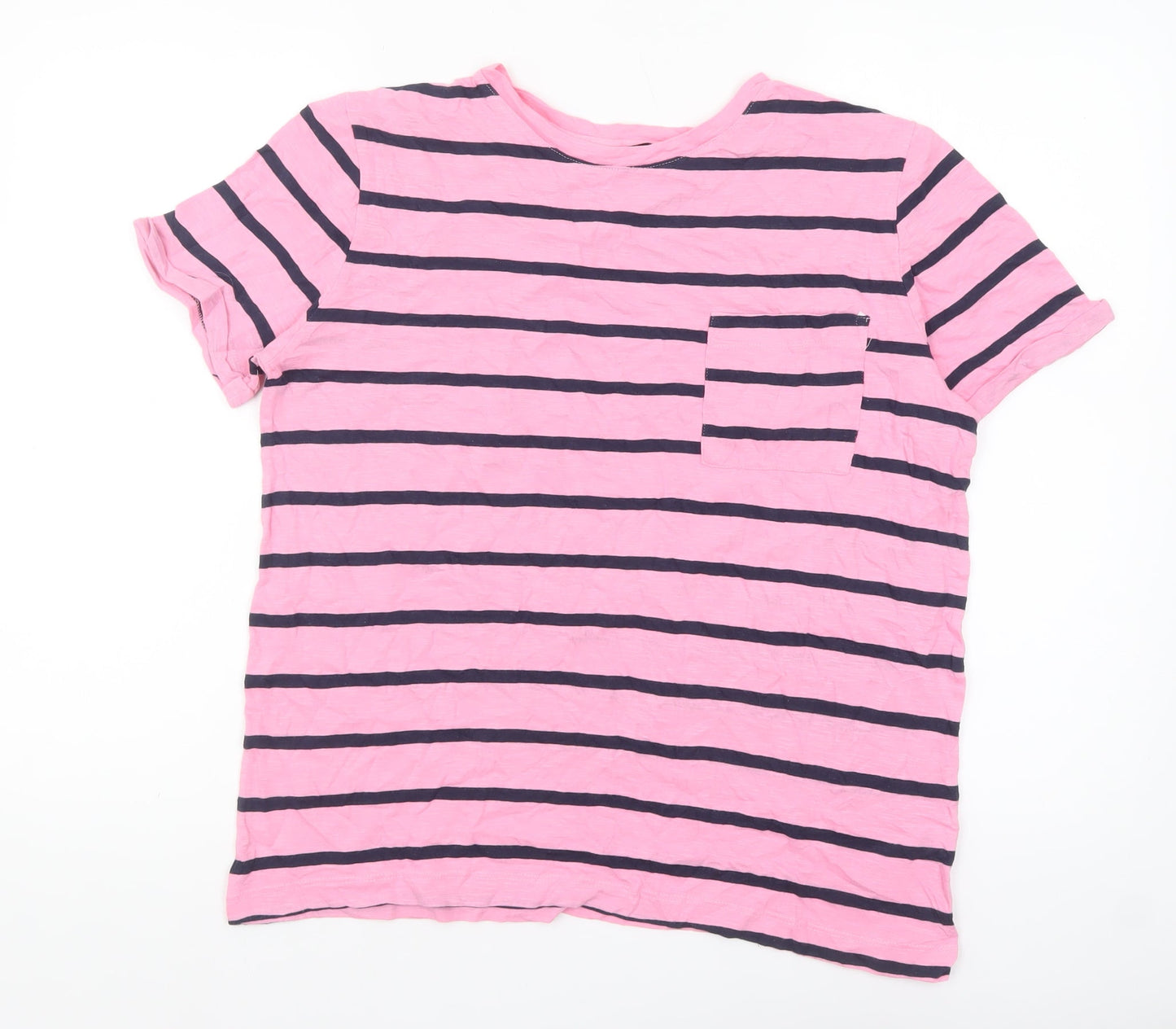 Marks and Spencer Women’s Pink Striped Cotton T-Shirt Size 12