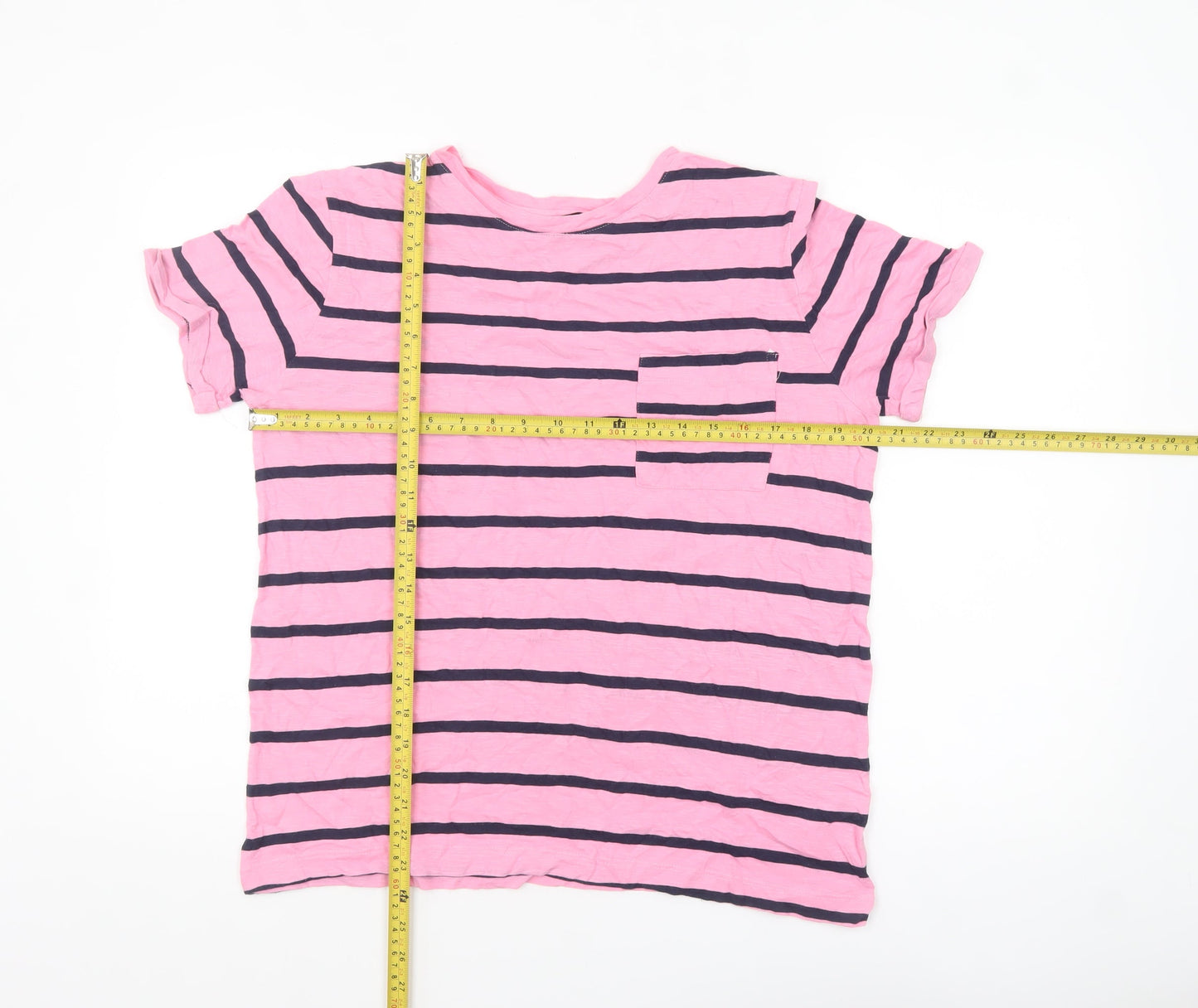 Marks and Spencer Women’s Pink Striped Cotton T-Shirt Size 12
