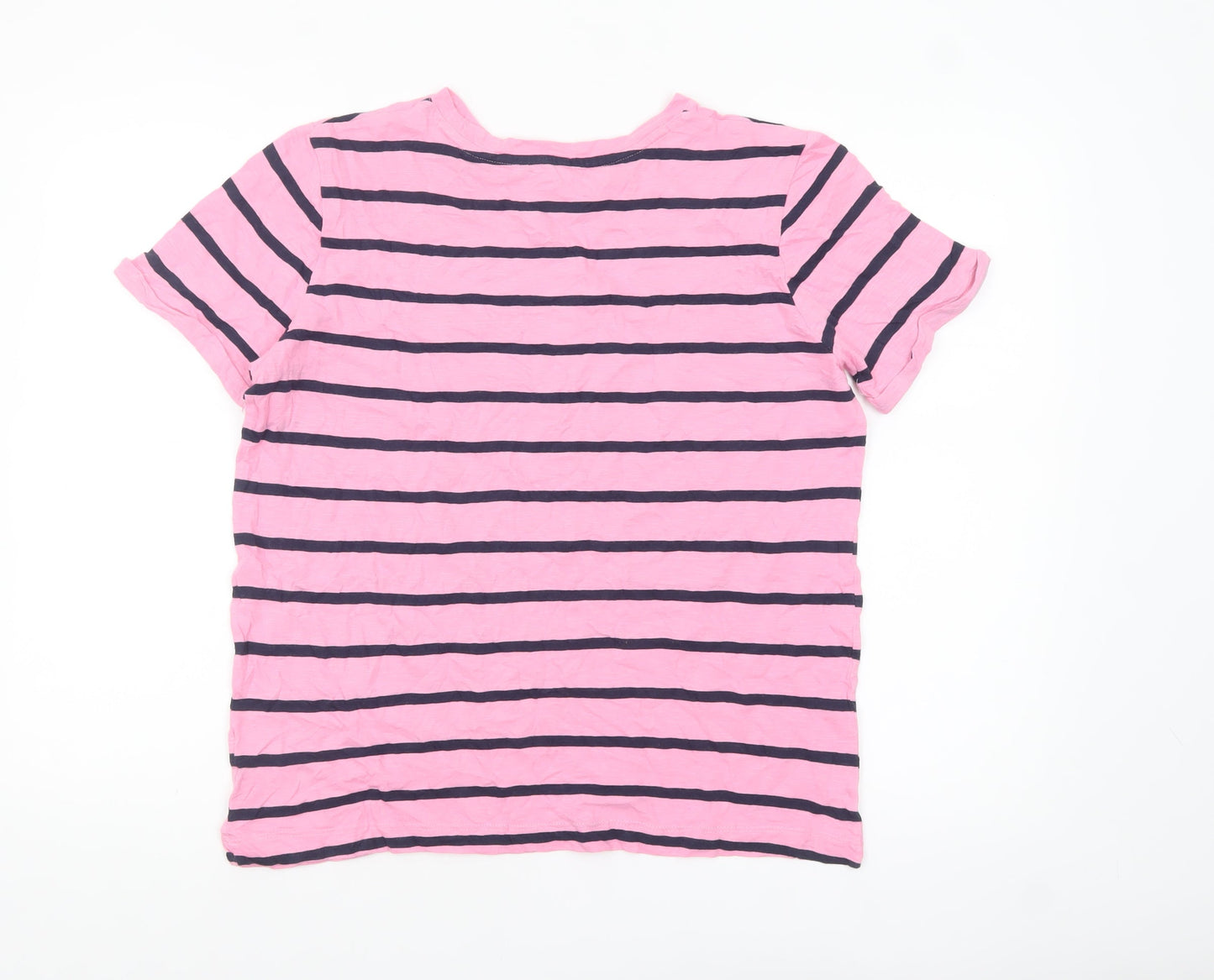 Marks and Spencer Women’s Pink Striped Cotton T-Shirt Size 12