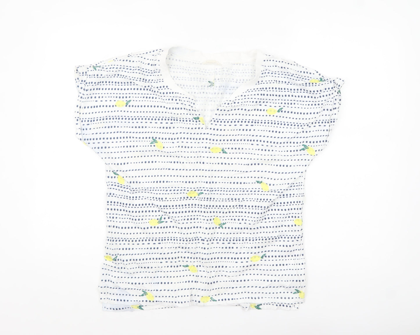 White Stuff Womens White Lemon Print Cotton Tunic Blouse Size 12