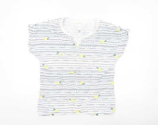 White Stuff Womens White Lemon Print Cotton Tunic Blouse Size 12