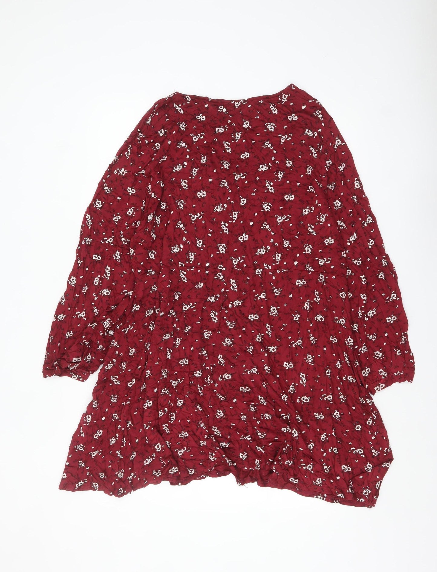 Yours Women Red Floral A-Line Knee Length Dress Size 22-24
