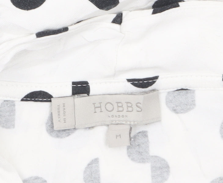 Hobbs Women’s White Polka Dot Wrap Blouse M Viscose Jersey