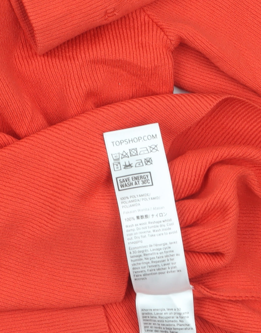 Topshop Women’s Red Off Shoulder Cropped Long Sleeve Top Size 8