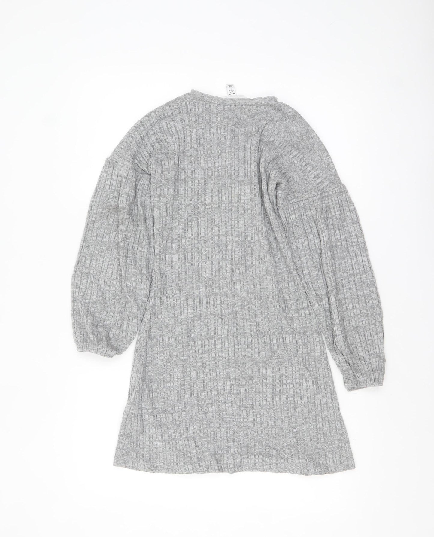 Topshop Petite Grey Knit Jumper Dress Women’s UK 8 Long Sleeve Crew Neck