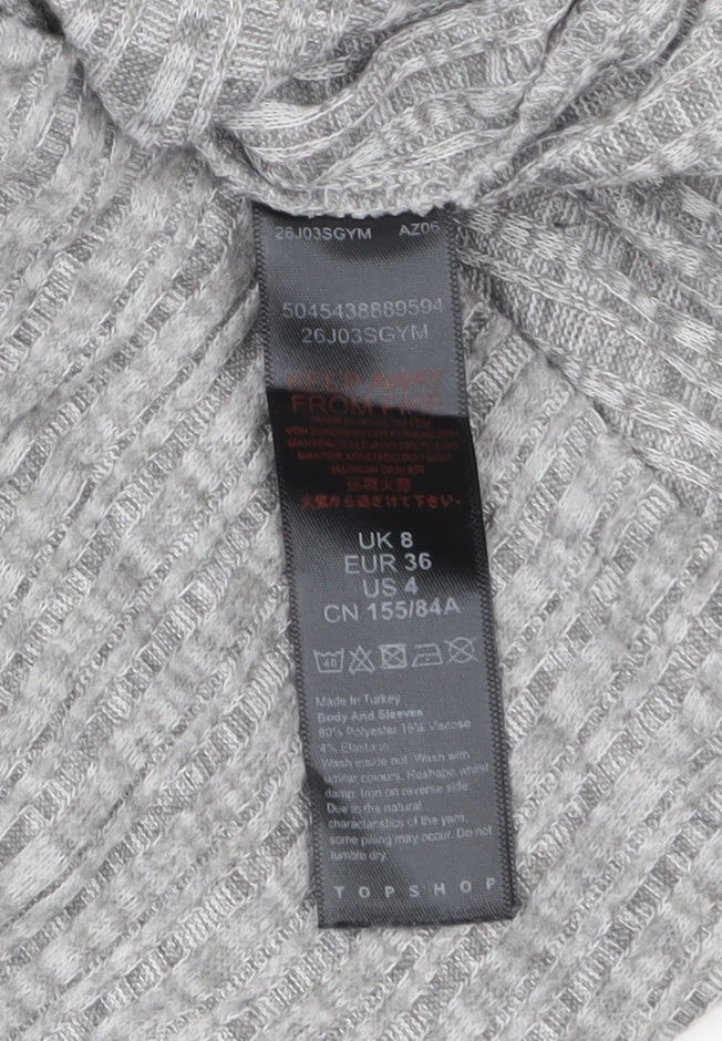 Topshop Petite Grey Knit Jumper Dress Women’s UK 8 Long Sleeve Crew Neck