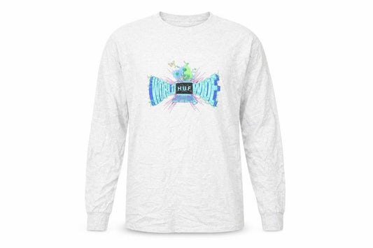 HUF Men’s Grey Long Sleeve Graphic Casual Top Size S