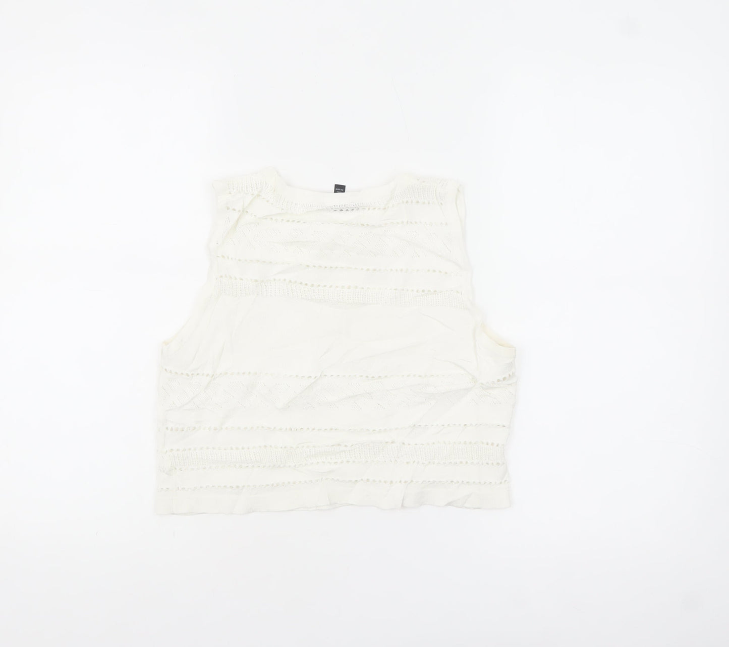 Topshop Women’s Ivory Crochet Knit Cropped Tank Top UK 12