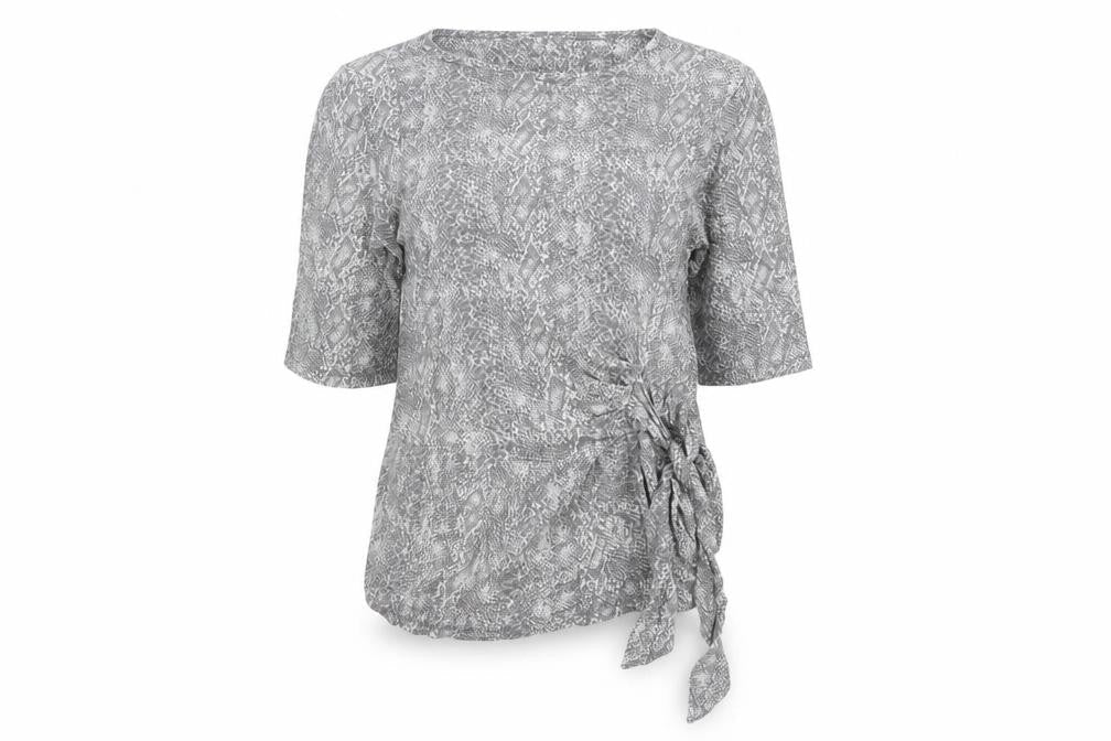 Principles Women Grey Animal Print Wrap Blouse Size 12