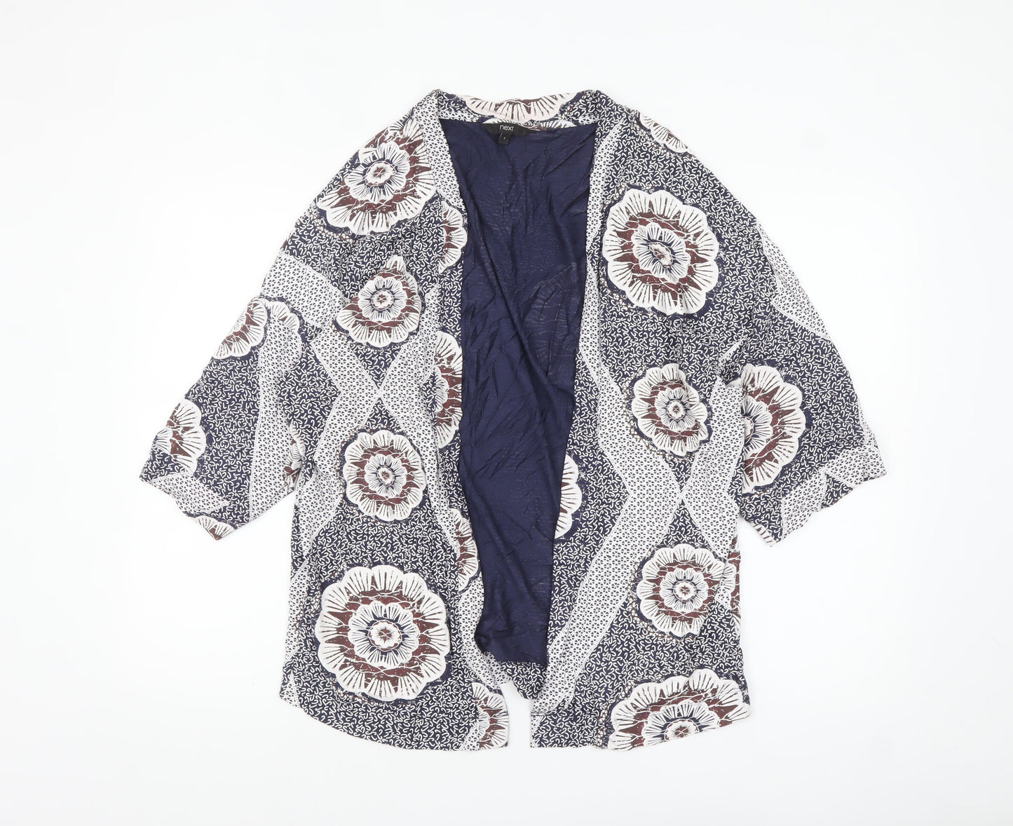 Next Women’s Blue Floral Kimono Jacket Size S Lightweight Boho Style