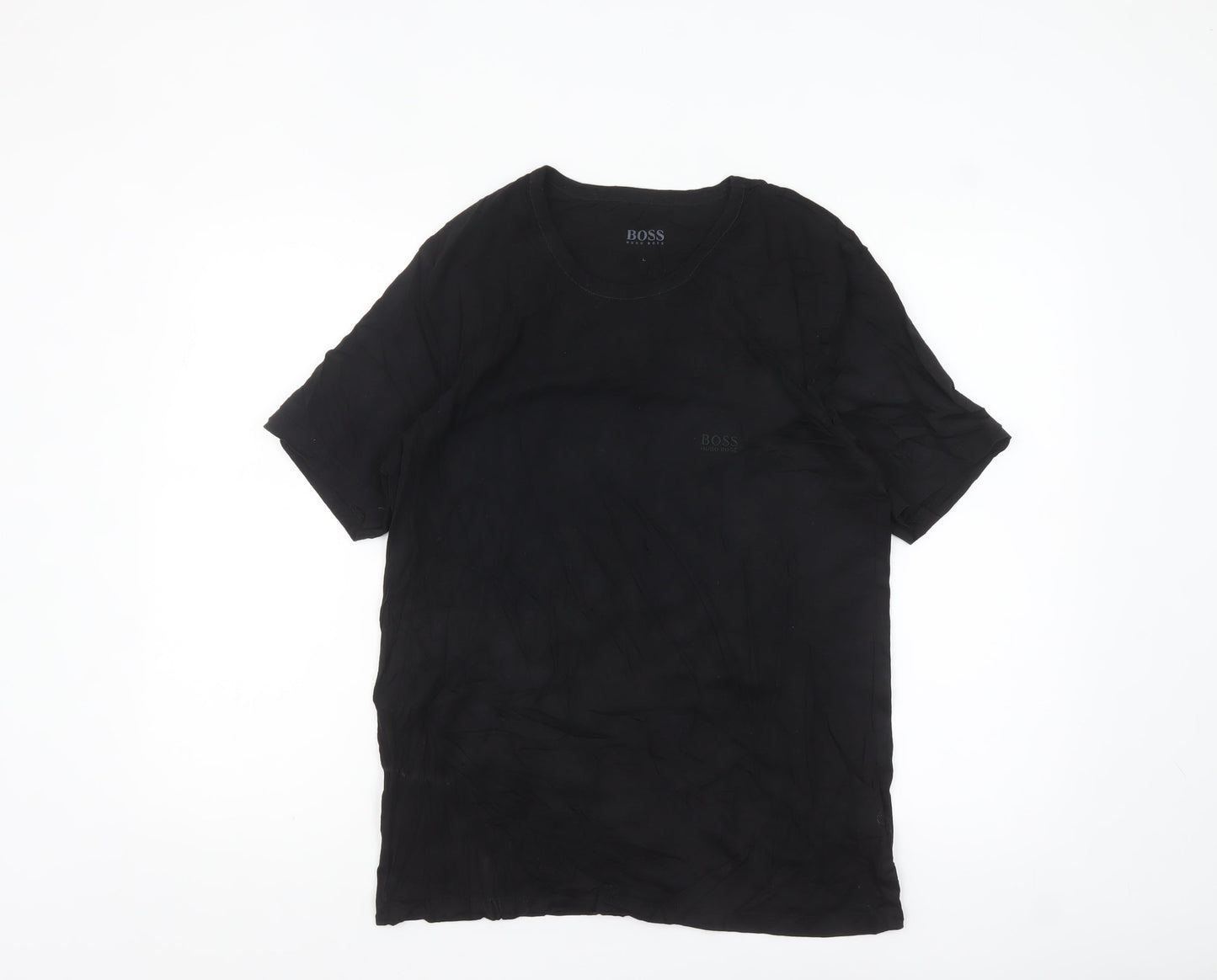 Hugo Boss Men's Black Cotton Crew Neck Regular Fit T-Shirt L